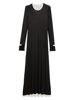 Layered Long-Sleeve Maxi Dress