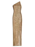 Sequin One-Shoulder Gown