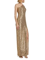 Sequin One-Shoulder Gown