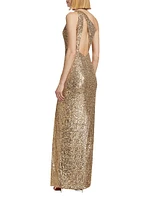 Sequin One-Shoulder Gown