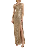 Sequin One-Shoulder Gown