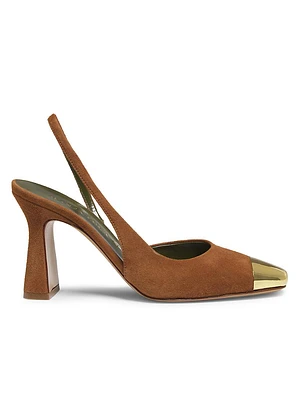 Eleonora 90MM Cap-Toe Suede Slingback Pumps