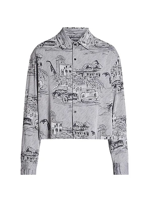 Jacquard Graphic Button-Front Shirt