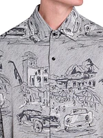 Jacquard Graphic Button-Front Shirt