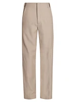 Wool-Blend Flat-Front Pants