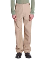 Wool-Blend Flat-Front Pants