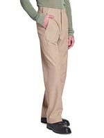 Wool-Blend Flat-Front Pants