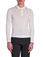 Tricot Long-Sleeve Polo Shirt