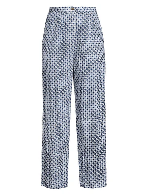 Pietro Check Cotton-Linen Pants