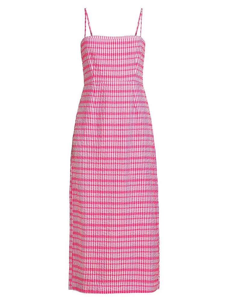 Lareina Check Seersucker Midi-Dress