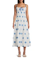 Barbara Embroidered Cotton Midi-Dress