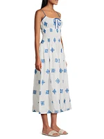 Barbara Embroidered Cotton Midi-Dress