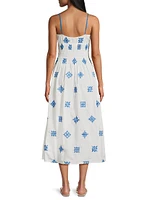 Barbara Embroidered Cotton Midi-Dress