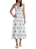 Barbara Embroidered Cotton Midi-Dress