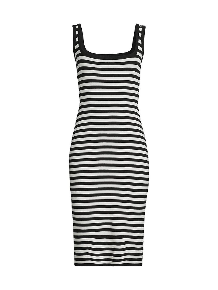 Elio Striped Cotton-Blend Midi-Dress