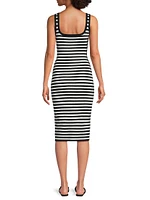 Elio Striped Cotton-Blend Midi-Dress