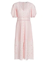 The Lorelei Embroidered Linen Midi-Dress