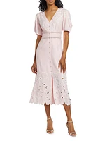 The Lorelei Embroidered Linen Midi-Dress