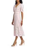 The Lorelei Embroidered Linen Midi-Dress