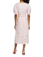 The Lorelei Embroidered Linen Midi-Dress