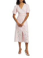 The Lorelei Embroidered Linen Midi-Dress