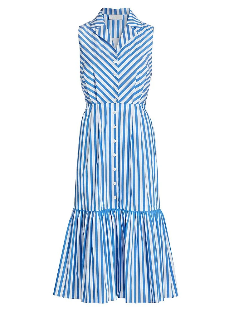 Joelle Striped Sleeveless Midi-Dress