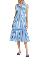 Joelle Striped Sleeveless Midi-Dress