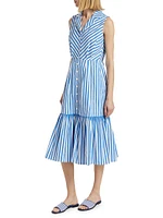 Joelle Striped Sleeveless Midi-Dress