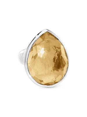 Rock Candy Teardrop Sterling Silver & Honey Citrine Ring