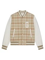 Checked Varsity Jacket Wool and Leather