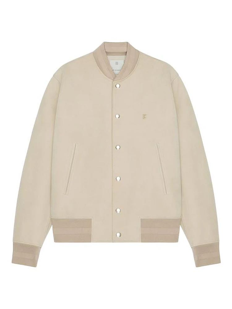 Plage Varsity Jacket in Grained Nubuck with 4G Detail