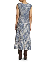 Paisley Pintuck Knit Midi-Dress