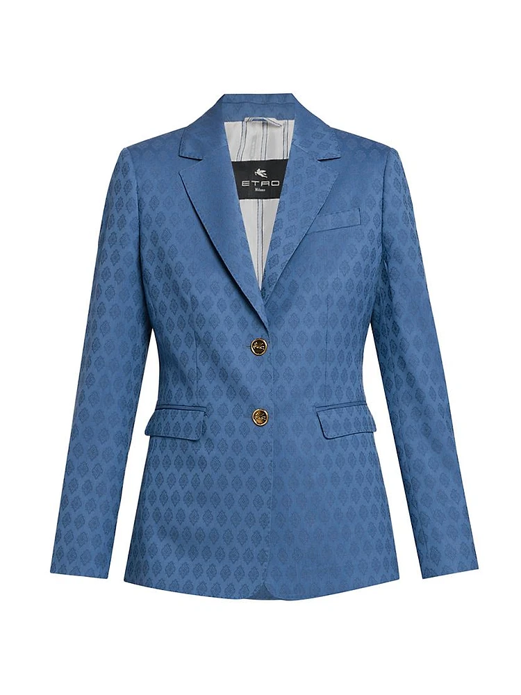 Geometric Jacquard Wool Blazer