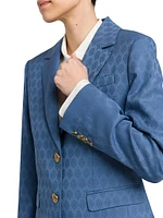 Geometric Jacquard Wool Blazer