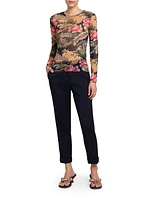 Floral Mesh Long-Sleeve Top