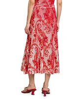 Paisley Pintuck Midi Skirt