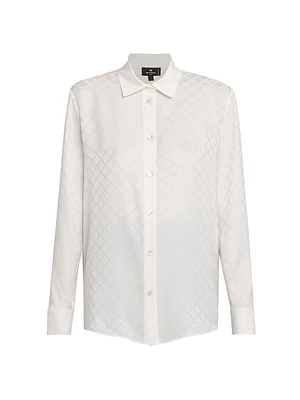 Geometric Jacquard Silk-Blend Shirt