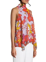 Monica Floral Chiffon Halter Blouse