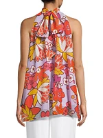 Monica Floral Chiffon Halter Blouse