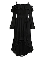 Holland Pleated Ruffled High-Low Dress