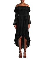 Holland Pleated Ruffled High-Low Dress