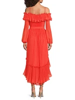 Holland Pleated Ruffled High-Low Dress