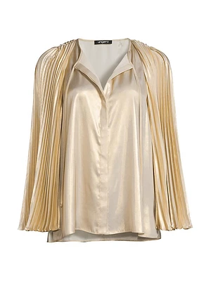 Verity Metallic Pleated Blouse