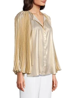 Verity Metallic Pleated Blouse