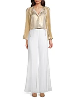 Verity Metallic Pleated Blouse