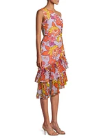 Lana Floral Asymmetric Midi-Dress