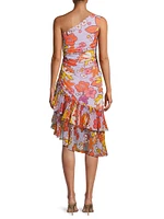 Lana Floral Asymmetric Midi-Dress