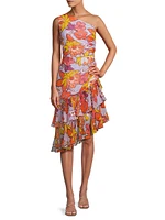 Lana Floral Asymmetric Midi-Dress