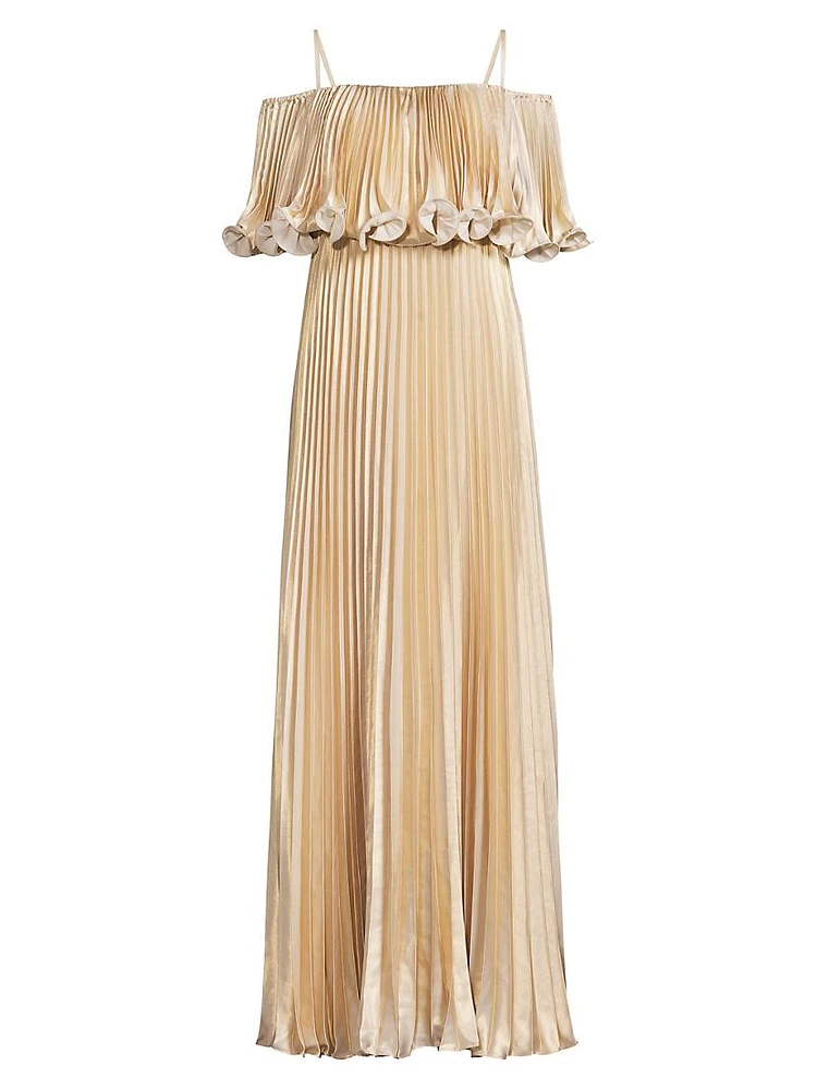 Nikita Metallic Pleated Maxi Dress