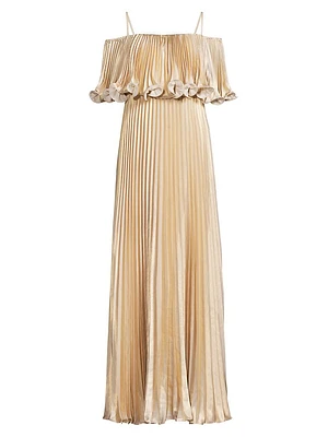 Nikita Metallic Pleated Maxi Dress